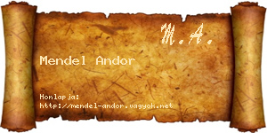 Mendel Andor névjegykártya